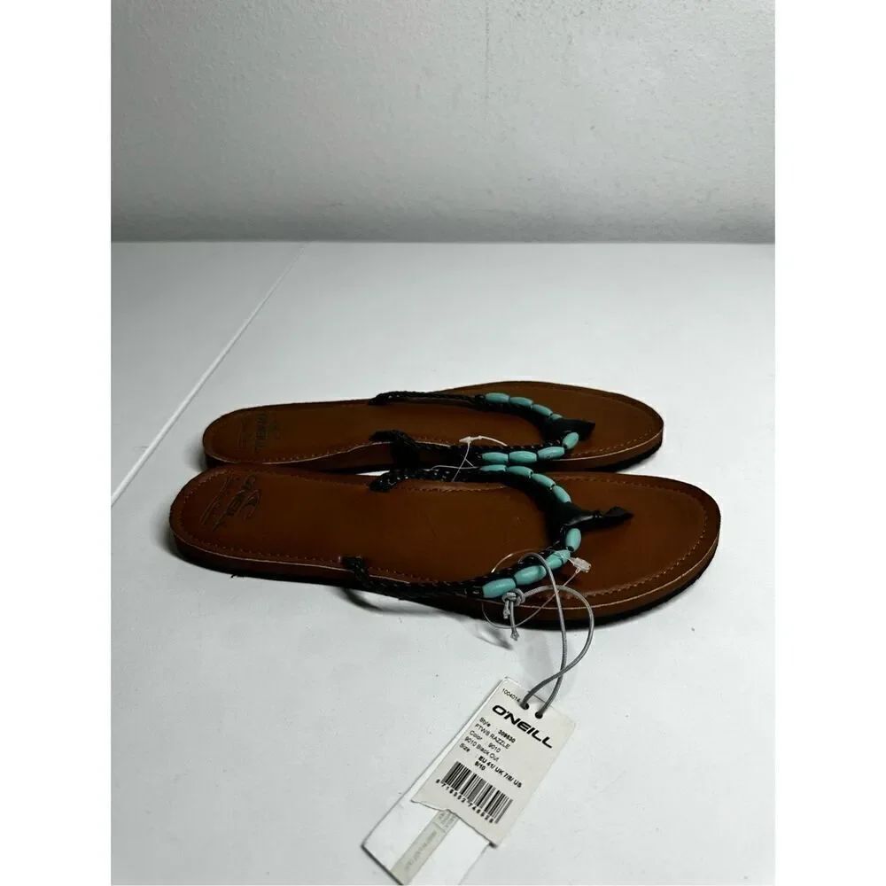 NWT O’Nell Flipflops Size 9/10 Leather Turquoise